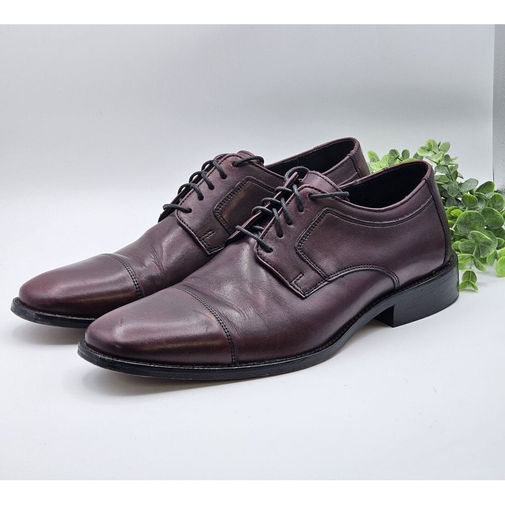 Johnston & Murphy Novick Cap Toe Oxford Shoes Mens 10.5M Burgundy Dress 59-11703